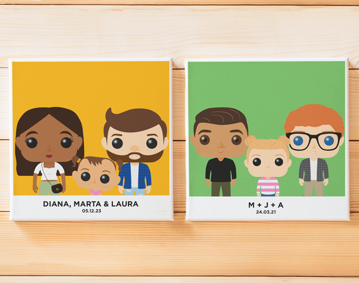 Toile carrée Famille Funko Pop personnalisée Made In Gift