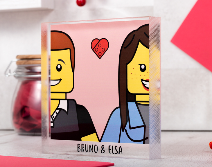 Metacrilato Personalizado Casal Lego Madeingift