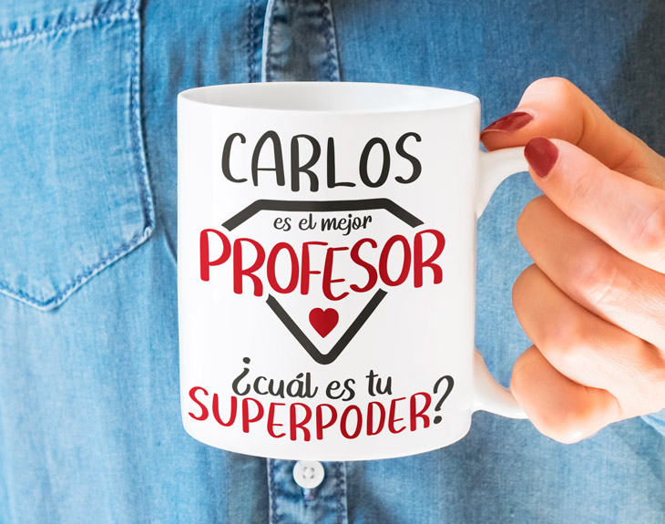 Taza Personalizada Profesor Superpoder Regalo Original