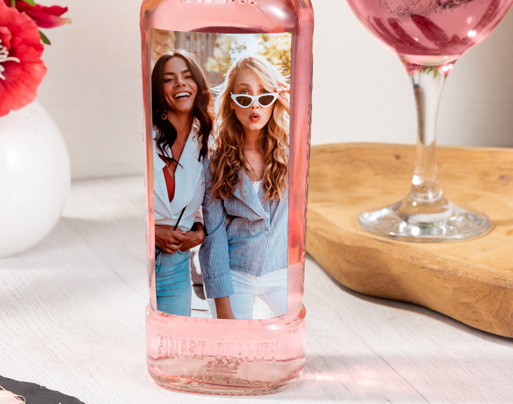 Ginebra rosa personalizada con foto