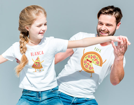 Abrazadera principal Crueldad Camisetas personalizadas "Pizza familiar" - Regalo Original