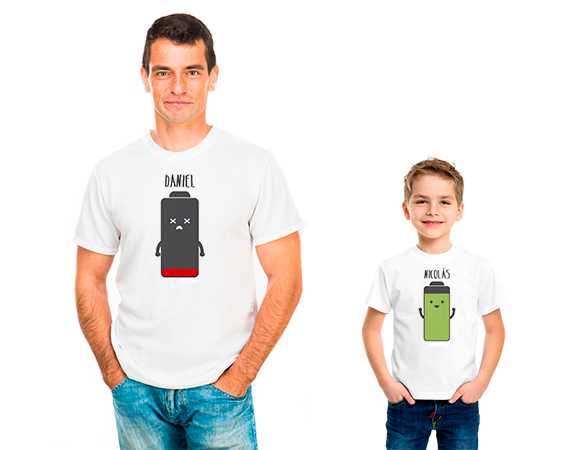 caballo de fuerza Fahrenheit Hierbas Camisetas para padre e hijo "Sin batería"