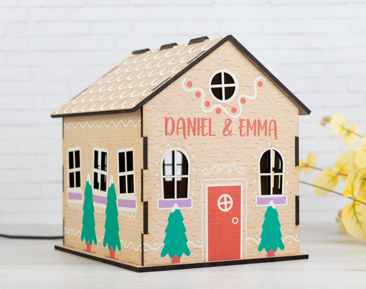 Casita De Madera De Navidad Personalizada Regalo Original