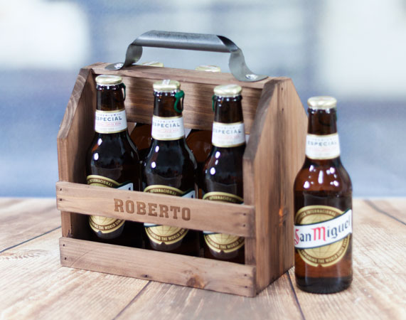 Cesta De Madera Para Cervezas Regalo Original