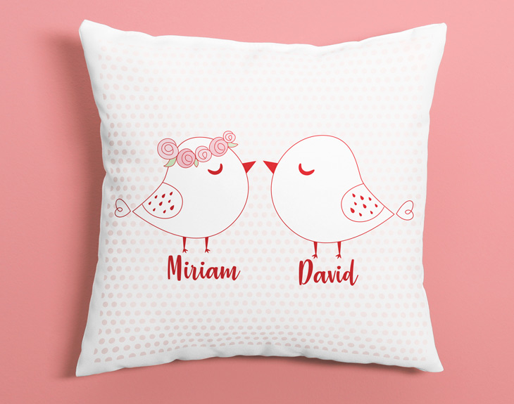 Cojin Personalizado Pajaritos Del Amor Regalo Original