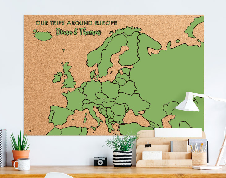 Custom Europe Cork Board Map