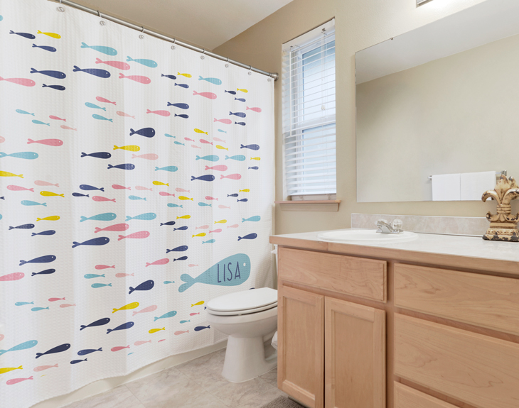 Tenda da doccia con scimmietta carina, tenda da bagno in tessuto impermeabile, divertente decorazione per il bagno con illustrazione di animali dei cartoni animati in bianco e nero - Italia