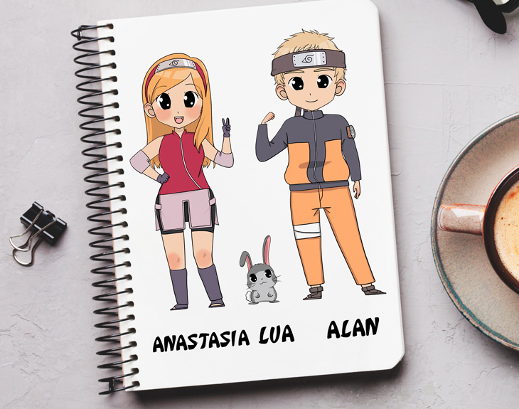Cuaderno personalizado Familia Anime - Regalo Original