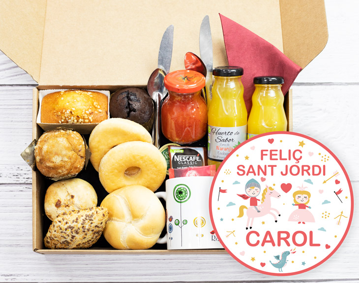 Virgen Sofocar atómico Caja de desayuno "Feliç Sant Jordi" - Regalo Original