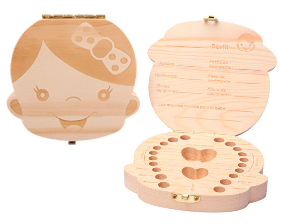 Caja para dientes de leche de madera con cierre de rosca caja para dientes de 