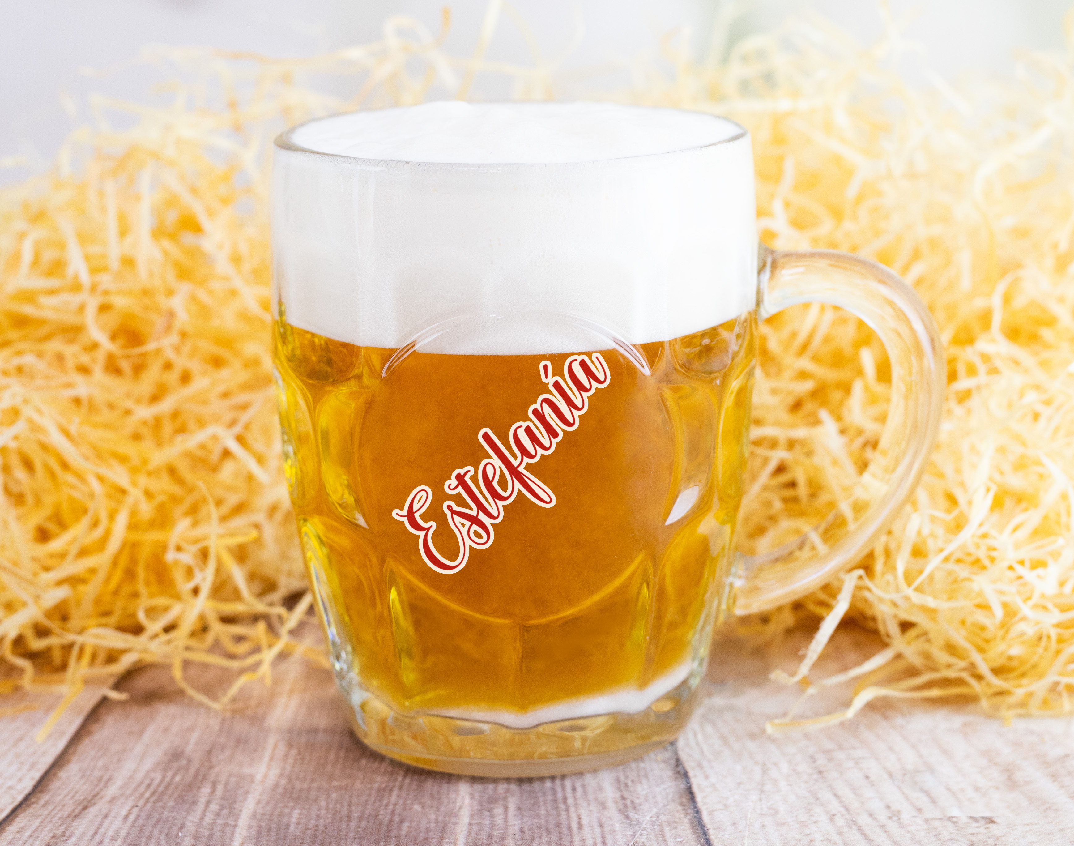 Grabado: nombre Jarra de cerveza personalizada papel vidrio pesado 1 kg jarra de cerveza año 