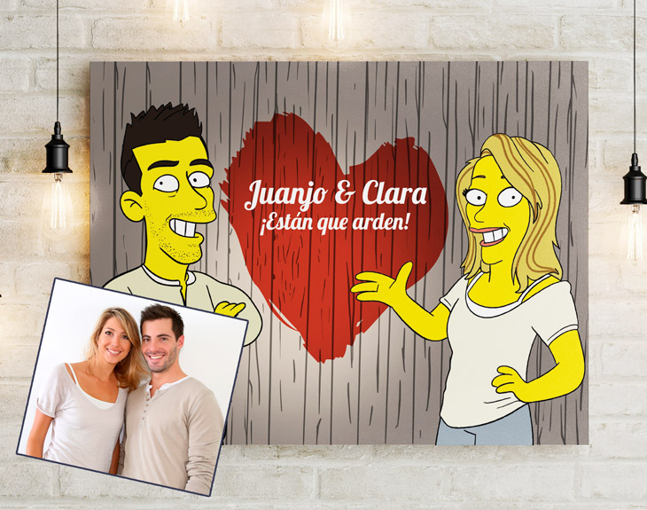 Lienzo 100x75cm Ilustración “Simpson” First Dates Regalo Original