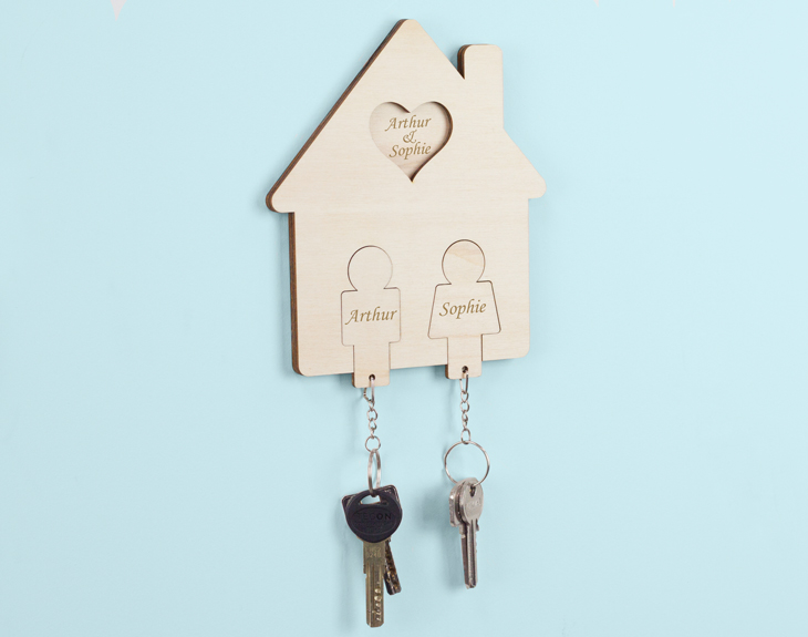 Schlüsselleiste für Paare Schlüsselboard Mann & Frau in Haus Form