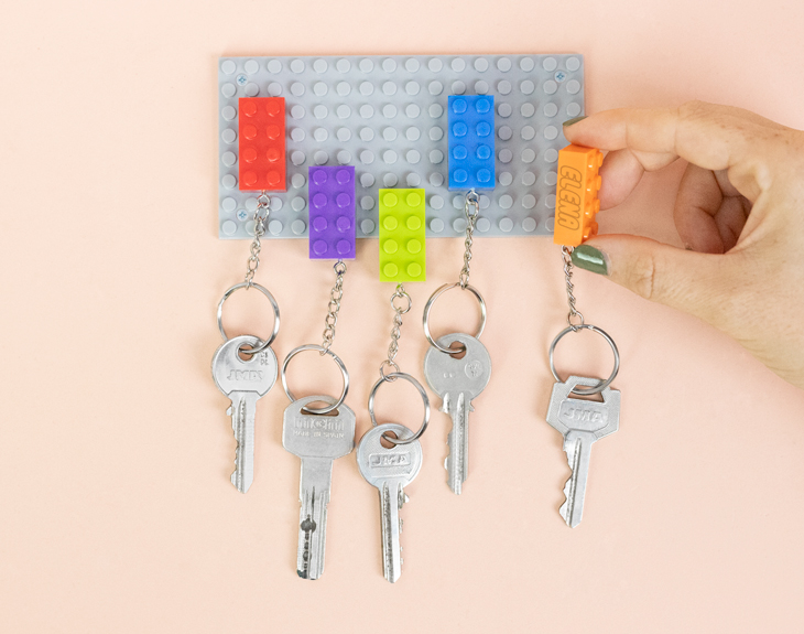 Porte-clés LEGO personnalisés avec bloc à fixer au mur