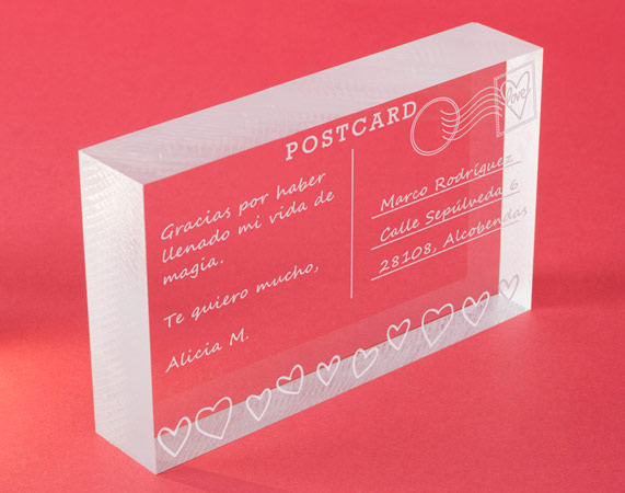 Carta de amor 3D en metacrilato personalizada