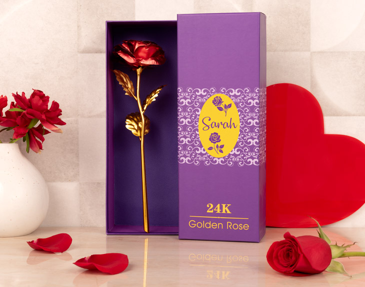 Rosa De Oro De 24 Quilates Ejoyous | Rosa Real Bañada En Oro | Incluye Soporte Y Caja De Regalo | Para Novia, Madre, Amiga