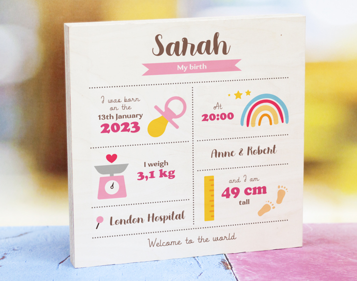Personalised pink birth chart Made In Gift
