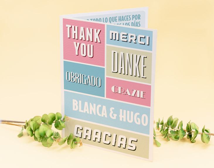 Tarjeta gigante "Gracias en todos los idiomas"