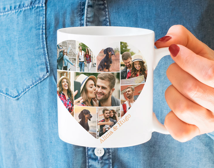 Taza Personalizada Collage Corazón Regalo Original 